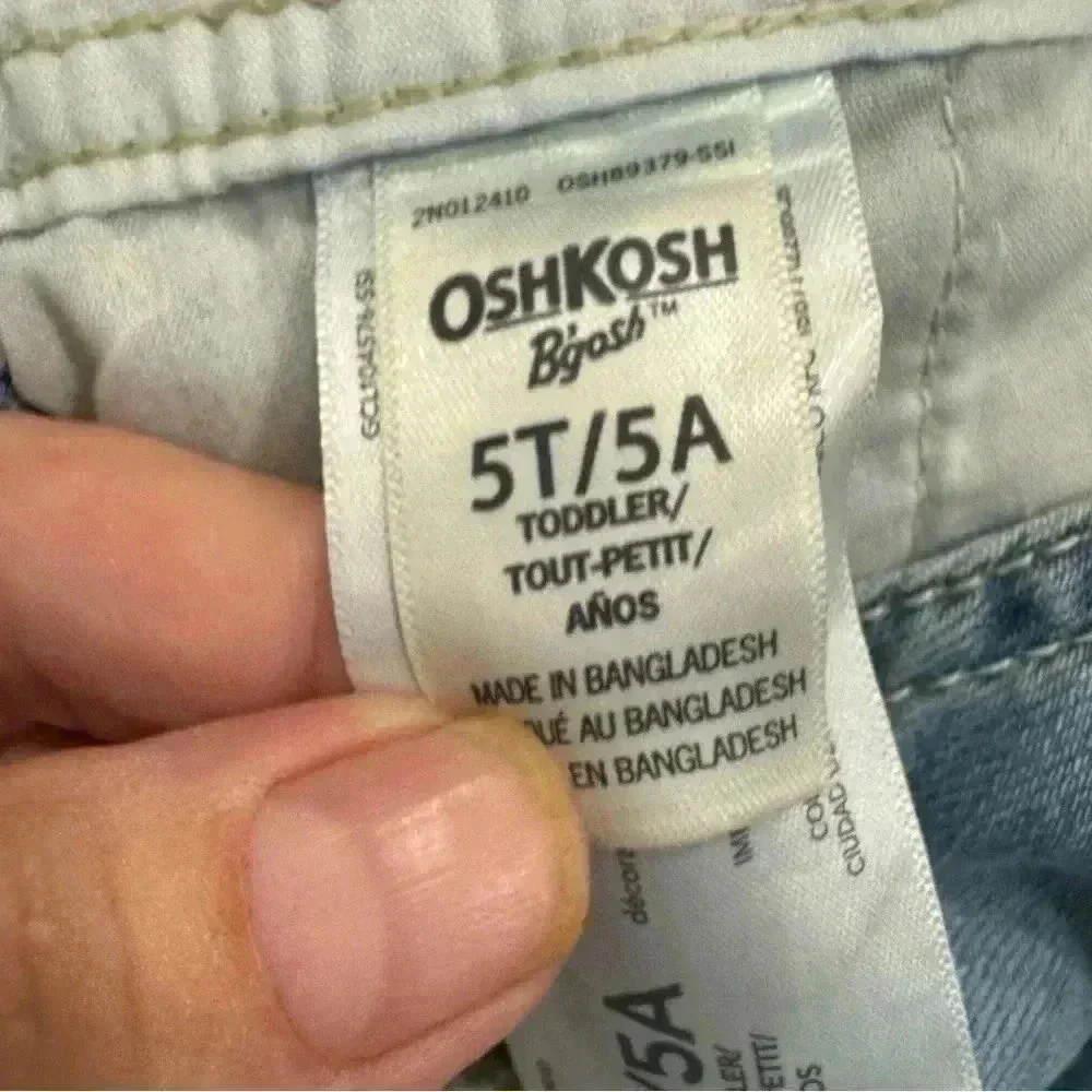 Oshkosh girls denim overall with small pink hearts size 5T
